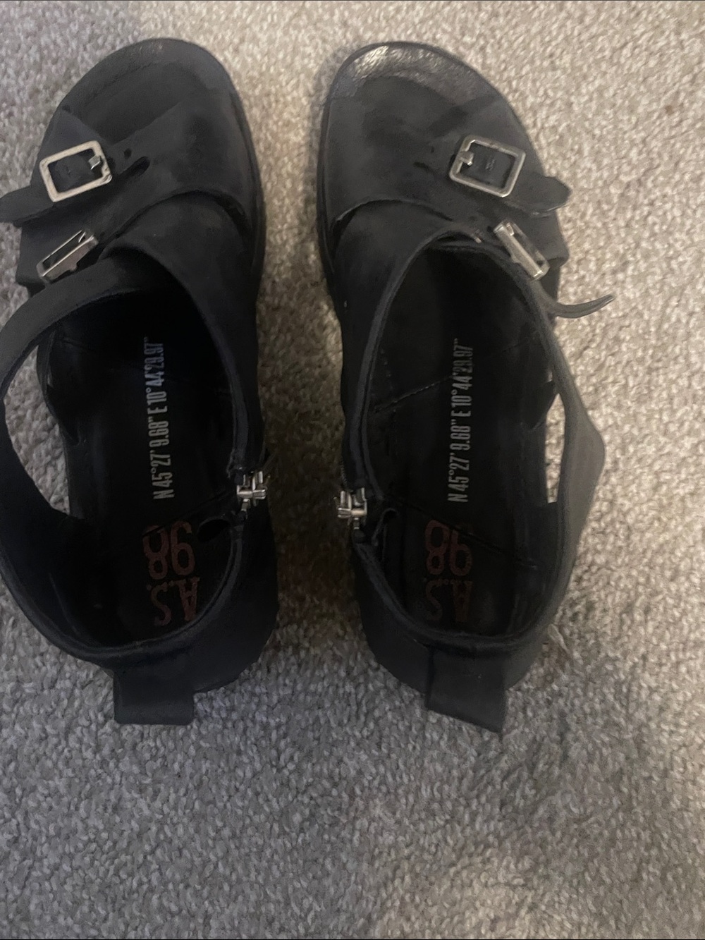A.S. 98 Reily sandal sz 40 Black Leather Buckle Sandals